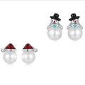 925 Sterling Silver Fashion Jewelry Snowman Shell Pearl Christmas Hat Studs Earrings Fine Jewelry Winter Shining Earrings