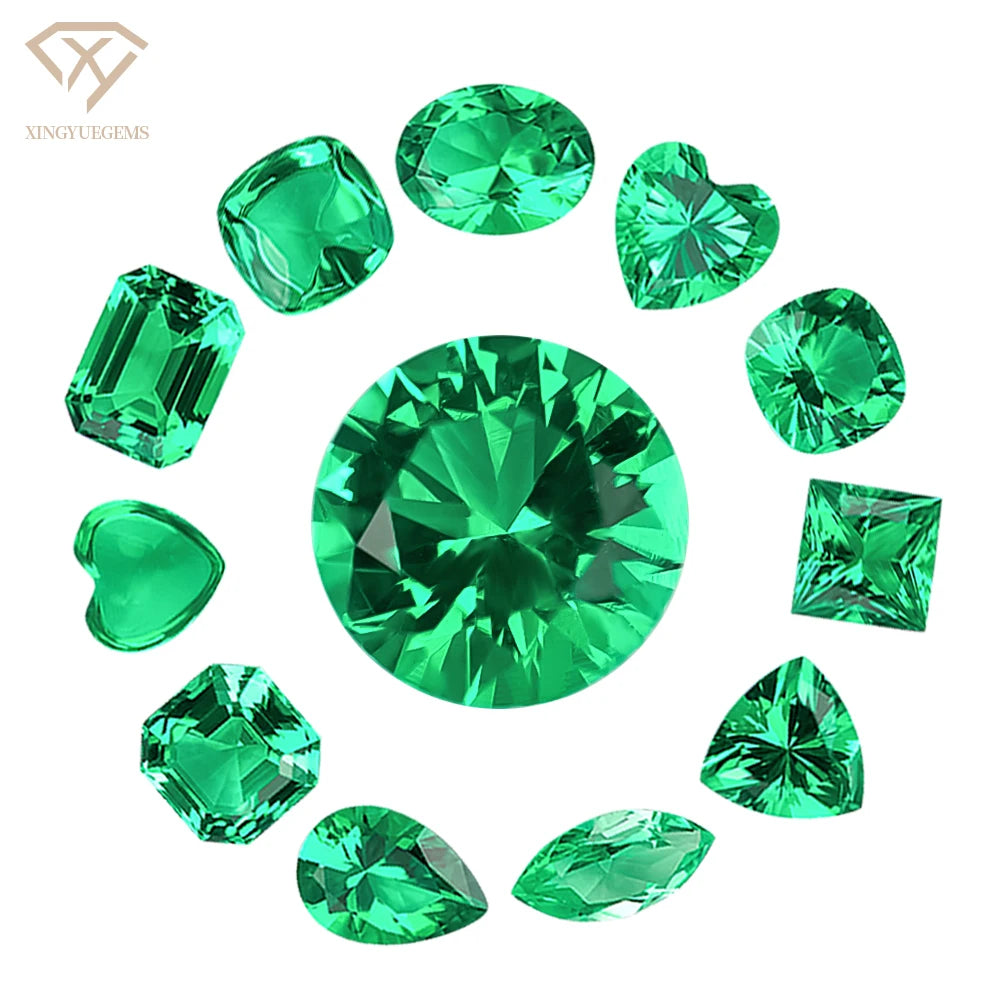 Wholesale Prices Per Carat 1.5-14mm Synthetic Hydrothermal Lab Created Grown Gemstones Loose Green Colombian Emerald Stone