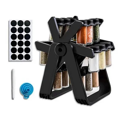 Upgraded Ferris Wheel Rotating Glass Seasoning Rack Set 18 Can Bottle and Spice Jar Plastic Material