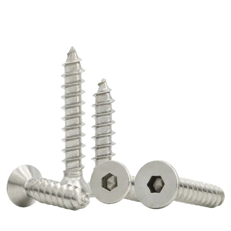 Factory Quick Customization SS304 SS316 Hexagon Socket Countersunk Head Tapping Screw Inner Hex Allen Flat Self-Tapping Bolt