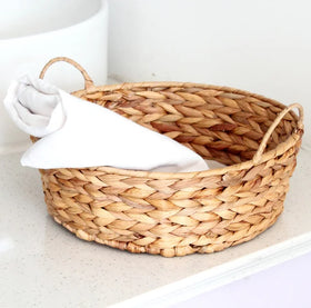 Vintage Eco-Friendly Handmade Water Hyacinth Seagrass Fruit Wicker Picnic Storage Laundry Basket With Handle Drawer Organizer