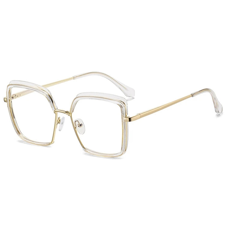 Women's Anti Blue Light Glasses Fashion Tr90 Spring Leg Frame Metal Men Eyewear Red Black Frame Glasses Women