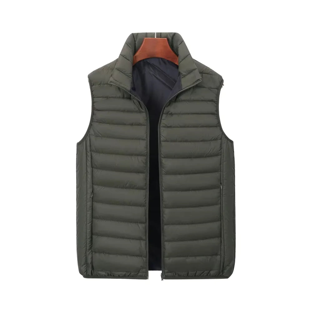 Men's Winter Puffer Anti-Static Outdoor Pocket Solid Casual Color Work Uniforms Puffer Vest