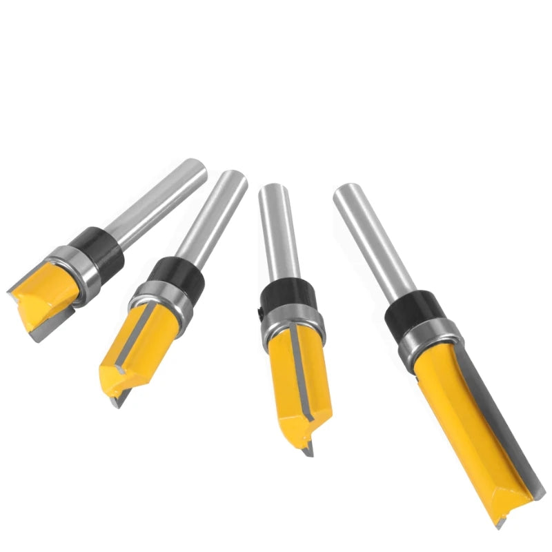1/4" Shank Solid Router Bit Template Trim Flush Trim & Straight Bottom Bearing Milling Cutter Hinge Mortising Woodworking Tool