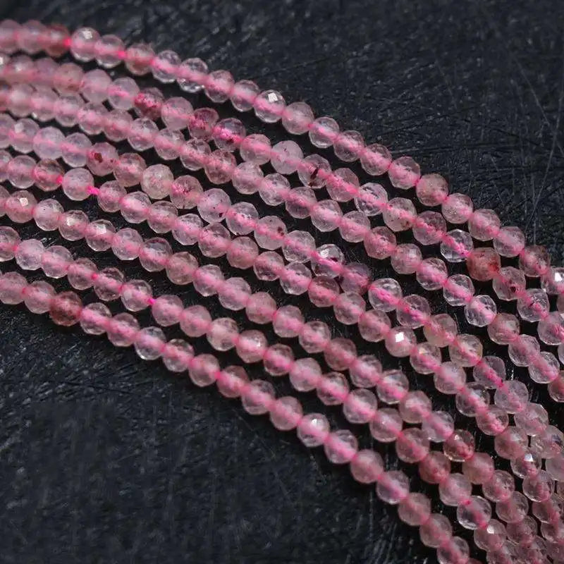 Wholesale Natural Gemstone Strawberry Quartz Round Shiny Faceted Loose Beads Diy Bracelet Necklace Earrings for Jewelry Making