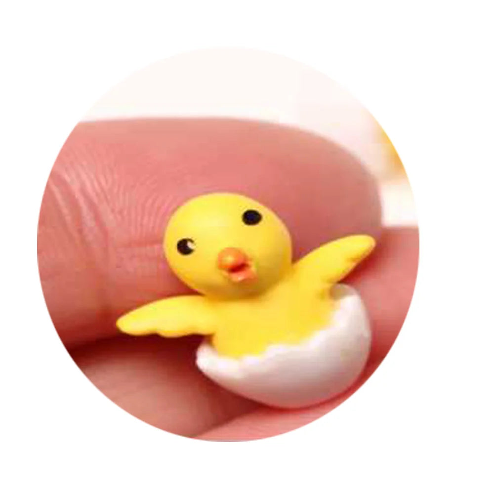 100pcs Cute Hatched Egg Resin Yellow Chicken Figurine Broken Egg Shell Chick Doll Miniature Simulation Animal Toys Kids