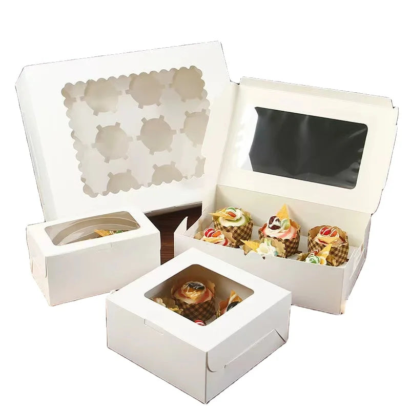 Customized Logo 2 4 6 12 Holes Food Grade Muffin Cup Cake Cupcake Paper Packing Boxes With Transparent Window