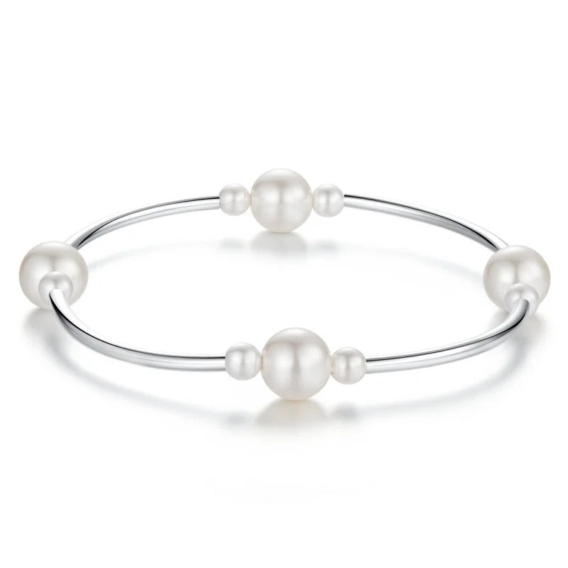 Elegant 925 Sterling Silver Jewelry Pearl Bracelet for Women Dainty Adjustable Chain Pearl Bracelet Wholesale