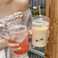 Wholesale 16oz Unique Design Reusable Clear Glass Drinks Iced Coffee  Cup Tumbler with Dome Lid and  Straw for Juice Milk Tea