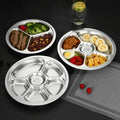 Food Grade Canteen Fast Food Kids Feeding Lunch Tray Set Stainless Steel Round Divider Dinner Food Plate