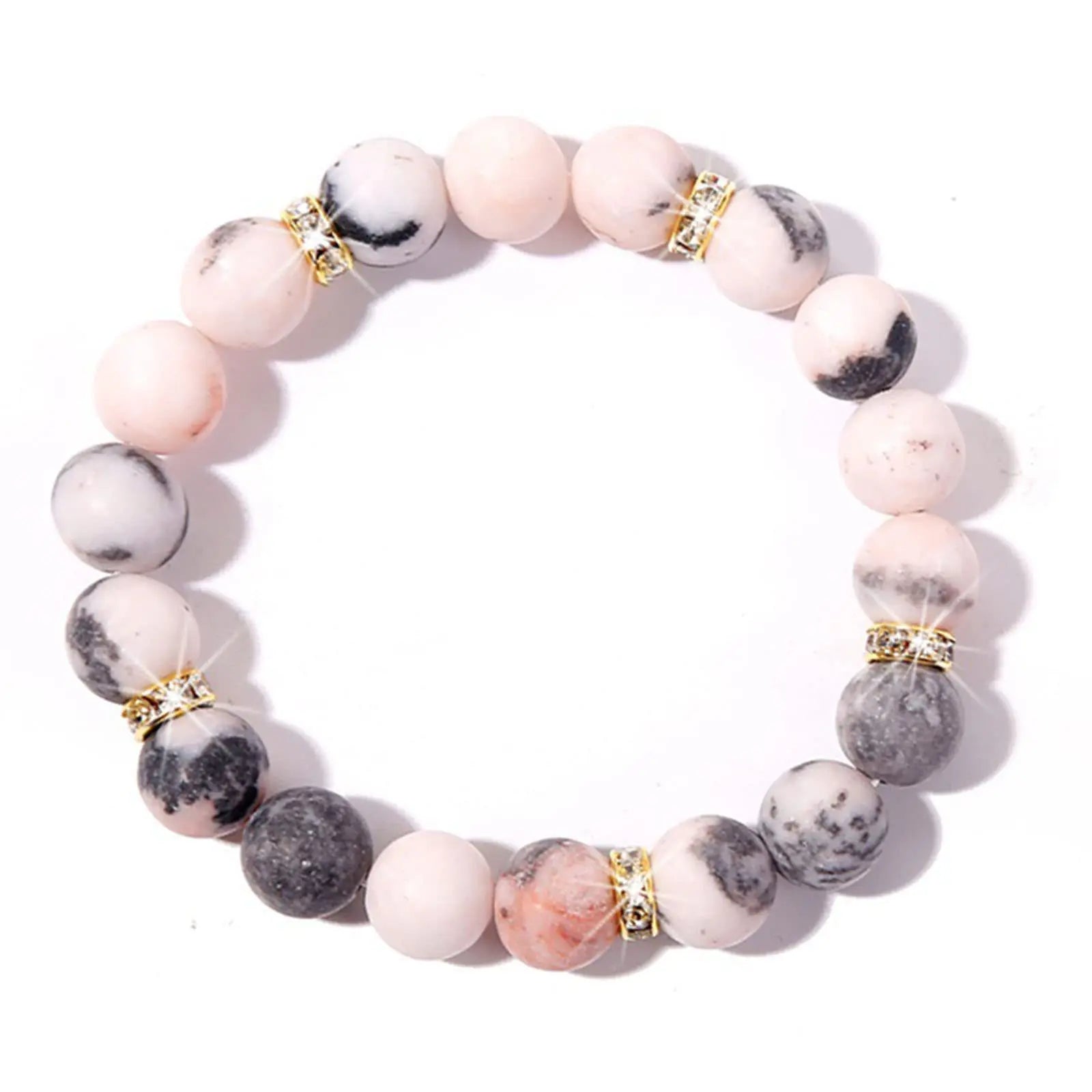 2022 Popular Anti-Anxiety 10mm Natural Pink Zebra Beaded Bracelet Gemstone Diffuser Healing Stone Fashionable Hot-Sold Item