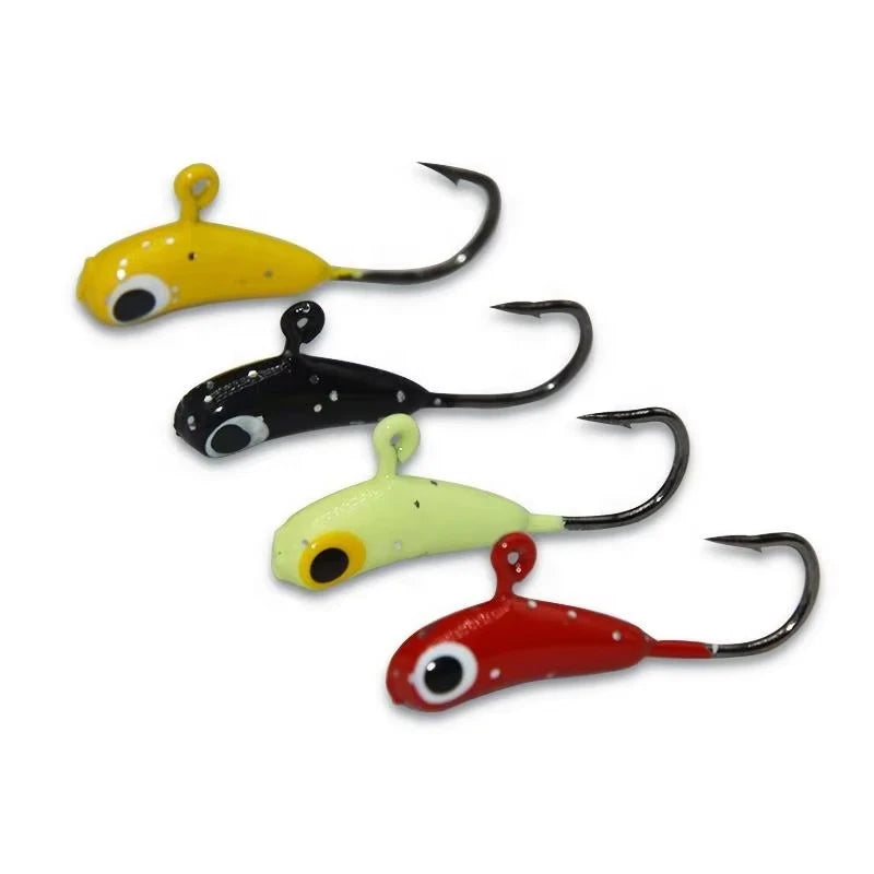TAKEDO 4Pcs Per Set SP11 13mm 1.6g Luminous Strengthen Winter Mini Lead Jig Fishing Jig Head Hook  Ice Lure Ice Fishing Jigs