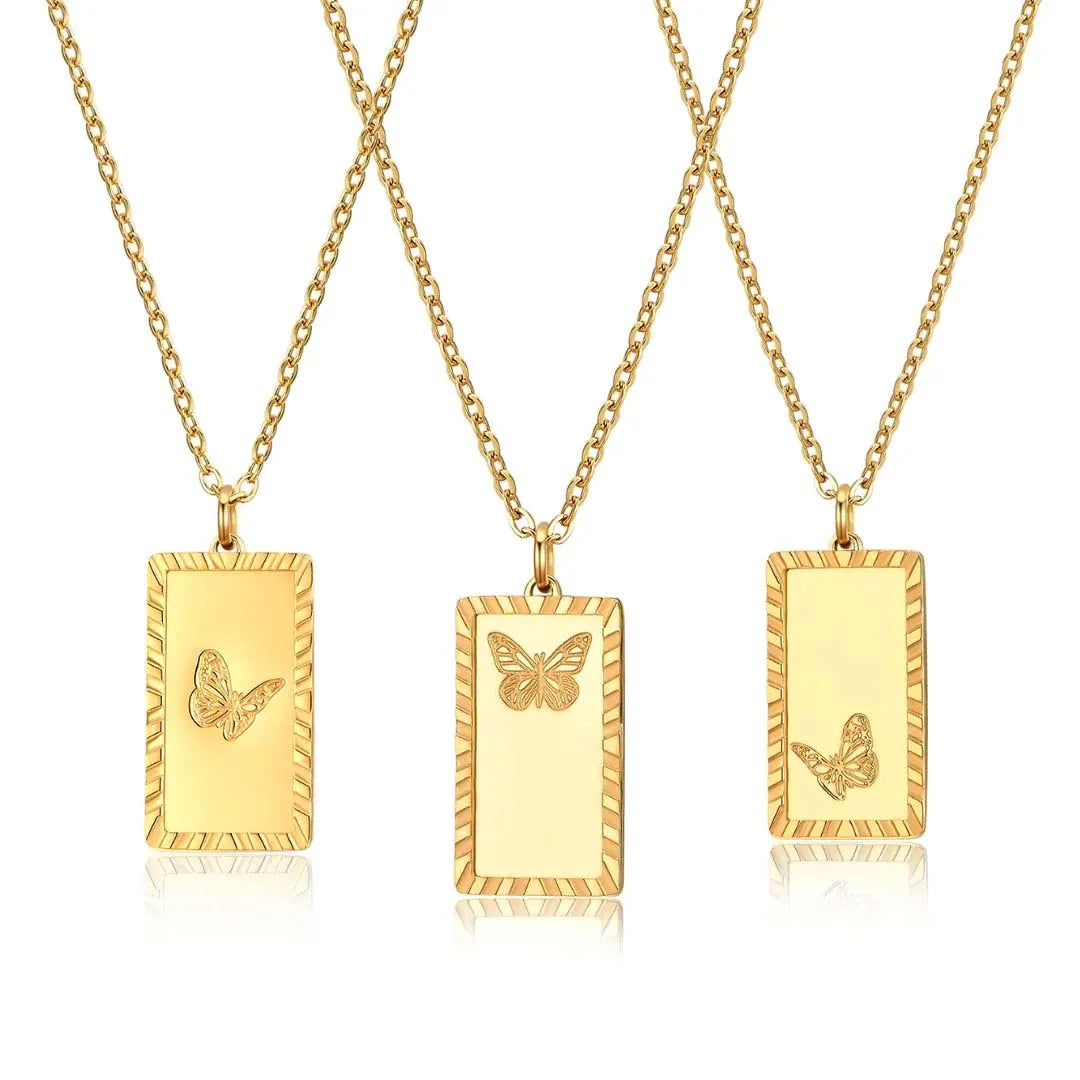 Milskye Great Fashion Jewelry for Women Cute Jewelry 18k Gold Plated 925 Silver butterfly Trio Necklace