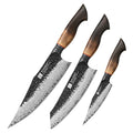 XINZUO Custom Damascus Steel Chef Knife Set Professional White Oak Burnt Wood Handle New