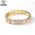 2021 Fashion Hot Selling 13mm Hip Hop Gold Silver Chain Gold Plated Bracelet Baguette Crystal Bracelet Men
