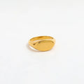 Joolim Jewelry High End PVD  Gold Plated Band Oval Signet Finger Statement Stainless Steel Rings for Women