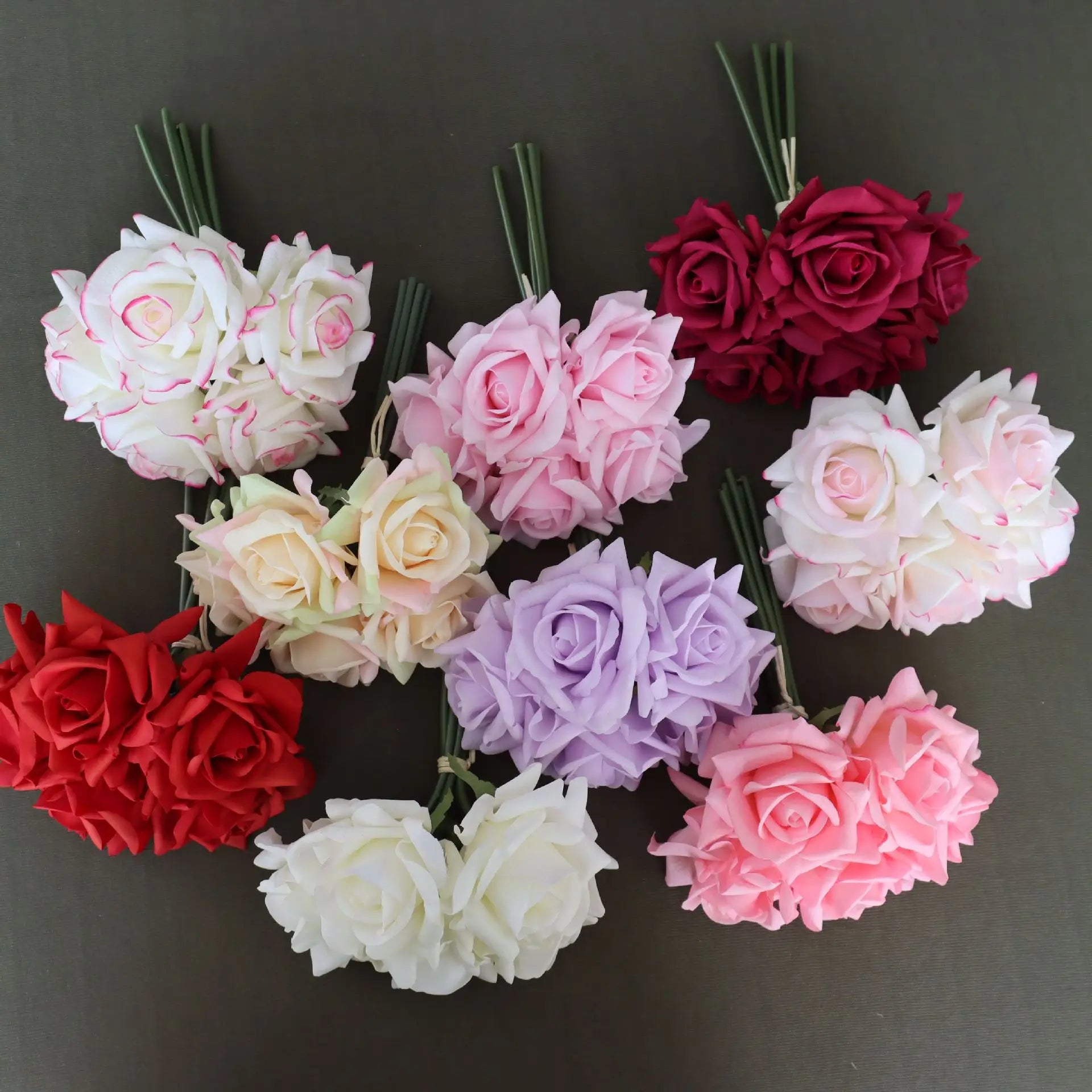 L885 High Grade Luxury Real Touch Latex Flowers Wedding Decor pink Artificial Rose Silk Flower Real Touch Rose Flower Bouquet