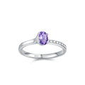 Factory Wholesale Exquisite Elegant Jewelry S925 Silver Asymmetric Purple halo Ring for Women Birthday Gift
