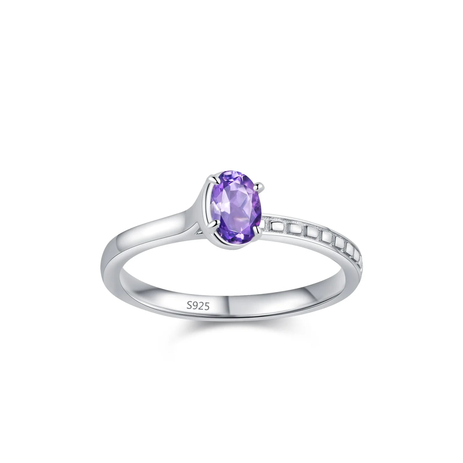 Factory Wholesale Exquisite Elegant Jewelry S925 Silver Asymmetric Purple halo Ring for Women Birthday Gift