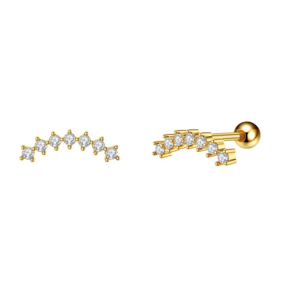 Wholesale Silver Stud Earrings Supplier 18k Gold Plated Small Ball Cartilage Stud Earrings Zircon Piercing Earring Jewelry