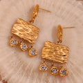 Dreamshow Bohemian Earrings Shining Zircon Dangling Earrings 18k Gold Plated Stainless Steel Jewelry