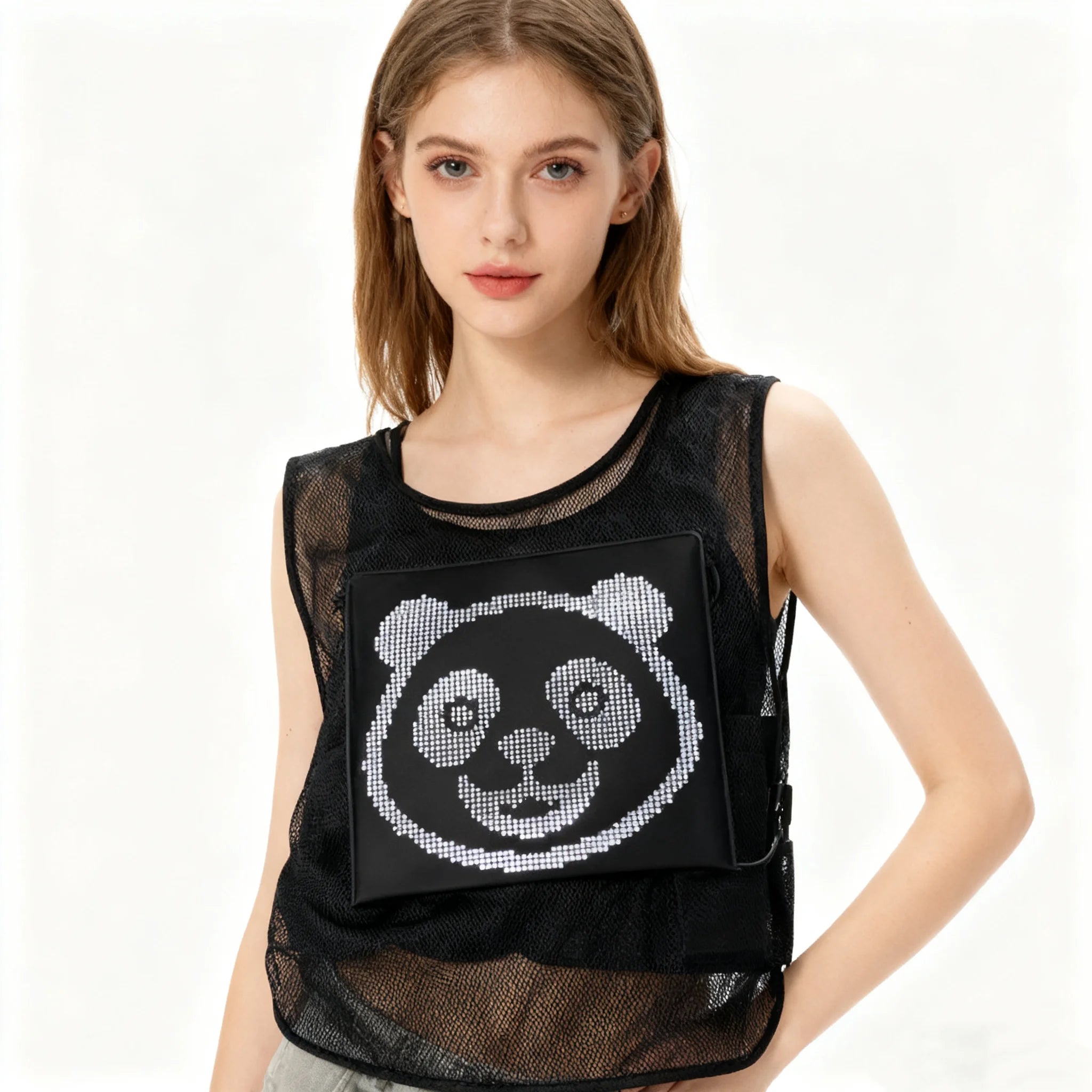 DIY Logo Advertising Display Clothing Wearable LED Vest Advertising Publish Led Display Screen Vest