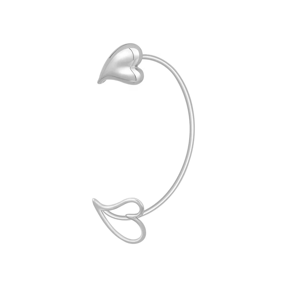 Clearance Sale 18K Gold Plated Brass Jewelry Solid Hollow Irregular Heart Ear Clip for Women Single Accessories Earrings E231457