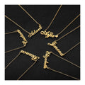 HOVANCI Personalized 18K Gold Plated Custom Name Plate Necklace with Heart Custom Stainless Steel Name Necklace Jewelry
