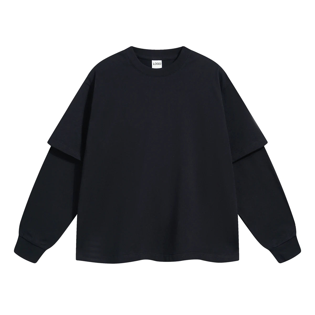 Unisex Longsleeve Tee Manufacturer Custom Double Layer Long Sleeve Heavyweight T-shirt Men Oversize Acid Wash Distressed T Shirt