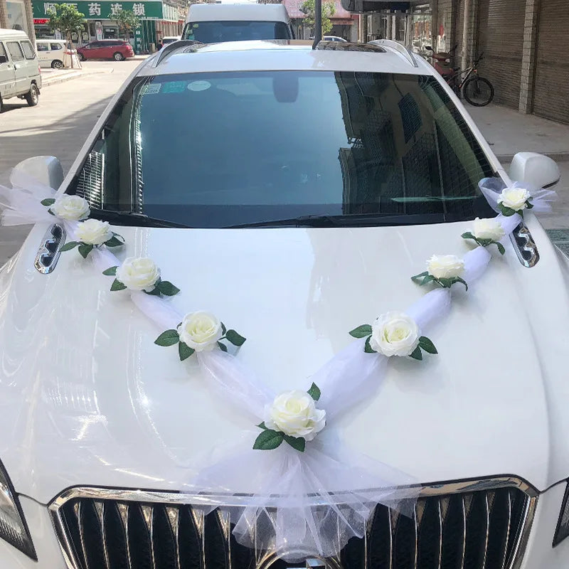 L06261 Wholesale Artificial White Wedding Car Decoration Wedding Car Decoration for Romantic Wedding MegaBDM