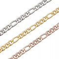 Fashion 12 Inch -22 Inch Choker Necklace 3 mm Figaro Stainless Steel Chain With Real 18k Gold Plating