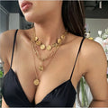 HOVANCI3 2021 New Design Statement Multi-layer Necklace Long Ring Portrait Embossed Pendant Necklace Set for Women Ladies