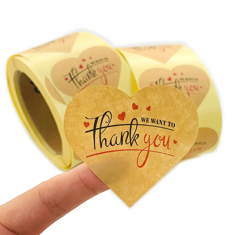 Custom Wholesale Recyclable Environmental Protection Thank You Kraft Sticker for Small Business