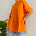 Summer Oversized Cotton T Shirt Women 2023 New Loose Solid Split Tees Casual Basic Tshirt Short Sleeves Female Tops