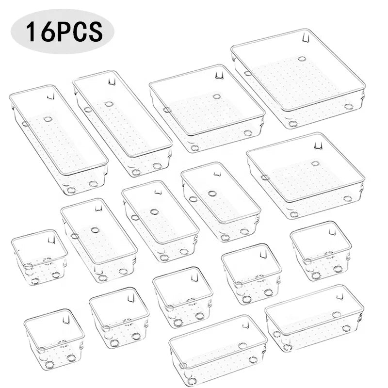 Customizable 5-Size Plastic Drawer Dividers for Storage Boxes for Bathroom Kitchen Office Desk Organizer Jewelry Trays Bins