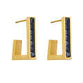 Square Gemstone Stud Earrings L Shape Stud Earrings Zircon Party Earrings Simple Colorful Earrings for Women