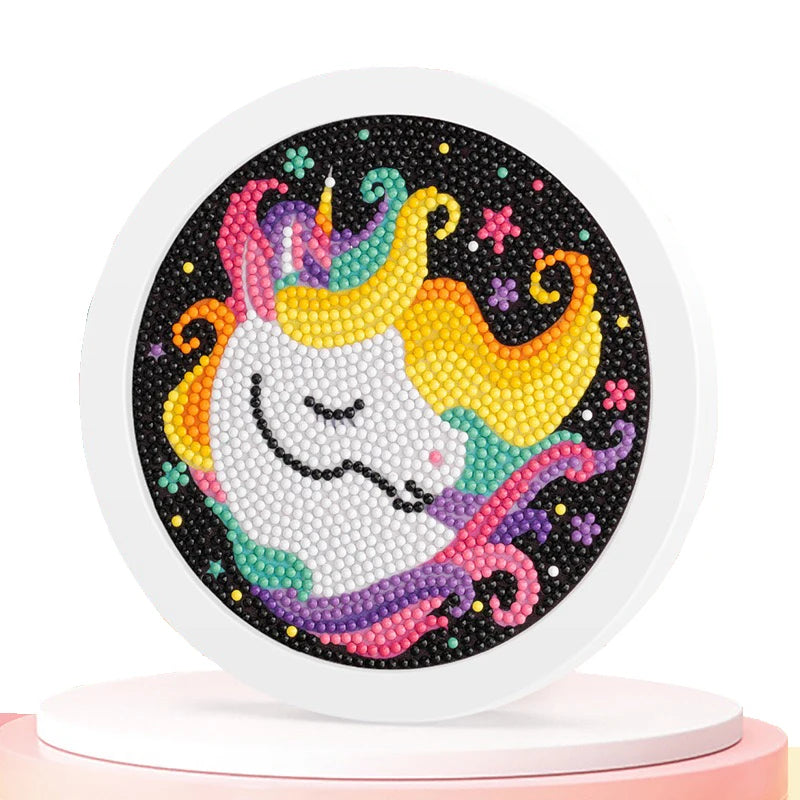 DIY Kids Educational Toy Kit Mini White Framed Unicorn 5D Crystal Diamond Painting With Frame