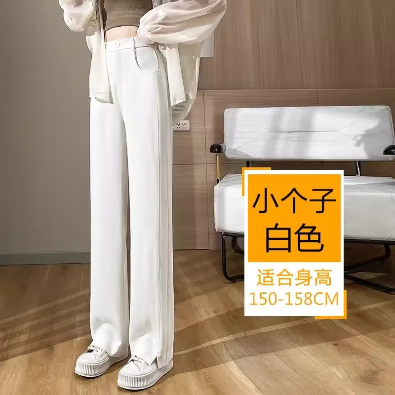 S-5XL Oversized Women's Straight Leg Pants Narrow Wide Leg Pants Slit Pants