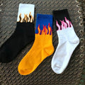 Wholesale Trending Hip Hop Fire Flame Socks Men Unisex Cotton Streetwear Skateboard Crew Socks