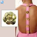 Classical Camellia Number 5 Buttons Sewing Gold Plated Zinc Alloy Flower Shank Buttons for Women Formal Dress Decorative