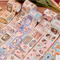 1 Roll/piece Water Activated Adhesive Tape Time Book Series Retro Hot Stamping Decorative Materials Handbags Circular Masking