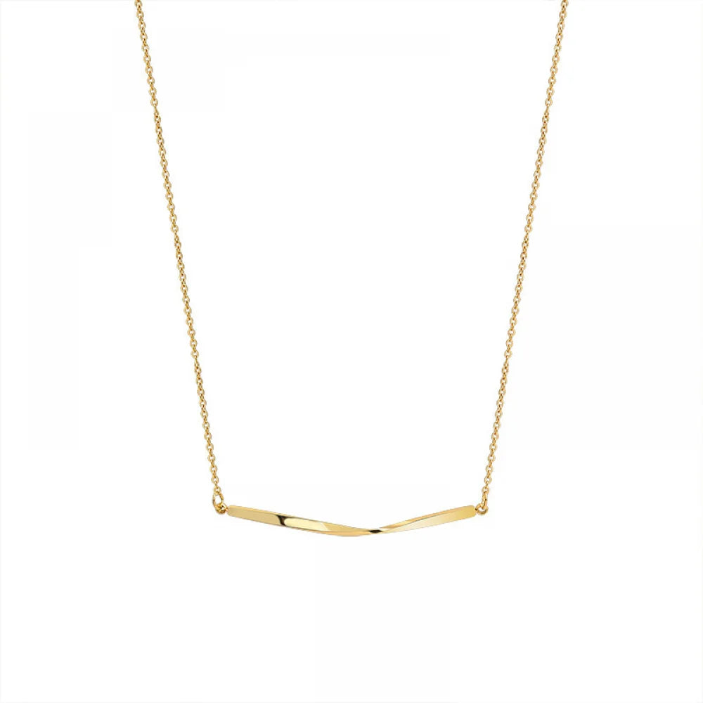 Simple Women Jewelry 18K Gold Stainless Steel Chain Twisted Bar Necklace