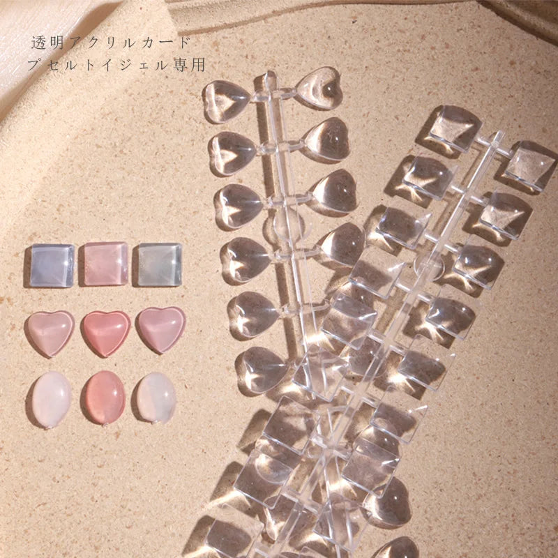 TSZS 48pcs Heart Oval Round Square False Nail Gel Polish Tips Color Chart Flat Back Display Card