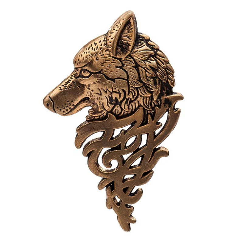 Vintage Personality Jewelry Wolf Pin Brooches Fashion Men's Suit Collar Pin Buckle Wolf Head Brooch Pin Jewelry Wholesale