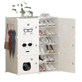 Modern Shoe Storage Cabinet Designs with Stickers White Color Stackable Box 6 Layers Plastic Shoe Rack