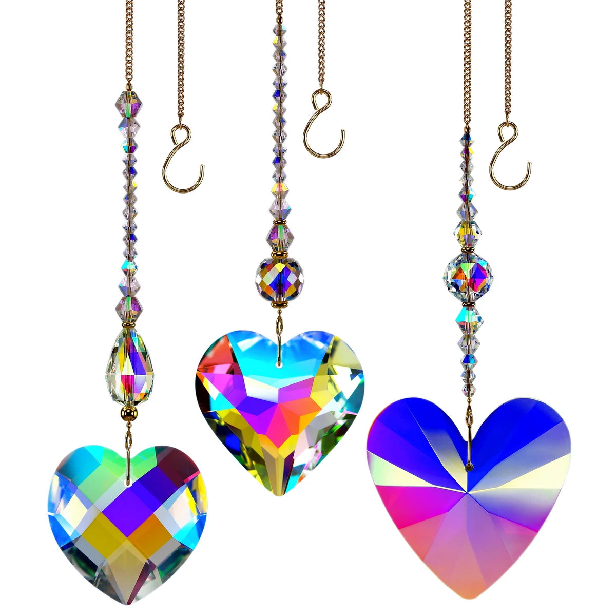 GOLDENHAITAI 3 Options Heart Crystal Rainbow Maker Hanging Prisms Pendant Fashion Christmas Decoration Garden Home Decor