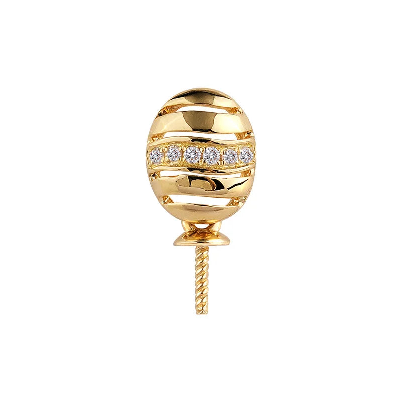 Single Oval Mount AU750  Real 18k Gold Solid Gold Finding Bails Pendant for Pearl Pearl Pendant for Jewelry Making