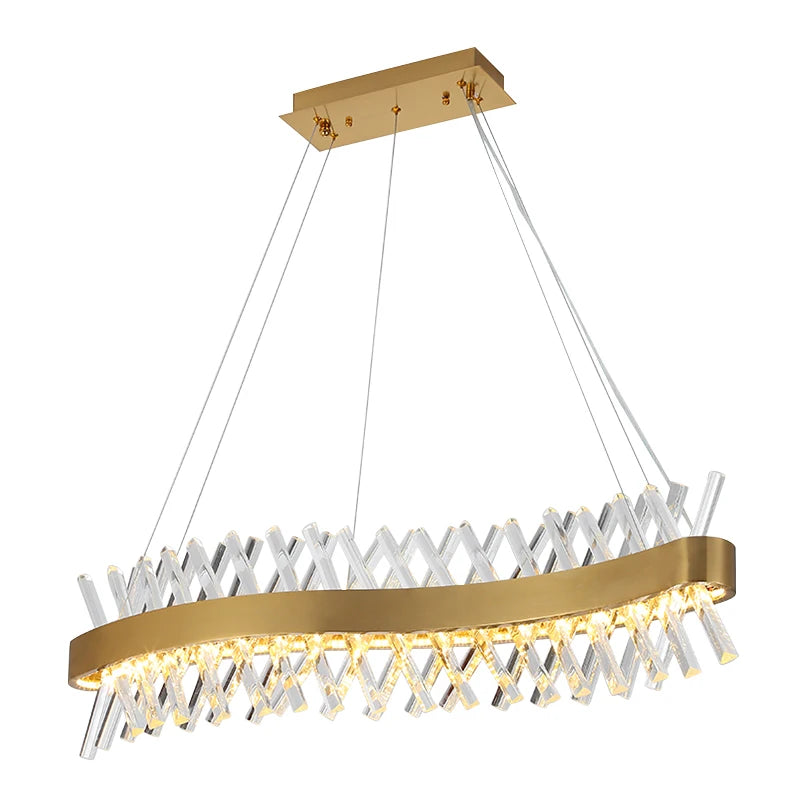 Dining Room Nordic Minimalist Long Dining Table Atmosphere Living Room Pendant Light Post-Modern Light Luxury Crystal Chandelier