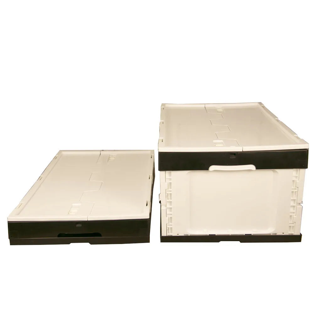 QS Collapsible Crate With Lock Lid Plastic Turnover Box Logistics Crate Folding Plastic Box With Lid Folding Crate