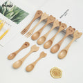 Coffee Spoon Wooden Tea Stirrer Milk Honey Small Mixing Spoon Japanese Long-handled Wooden Wood Picture Dinner Spoon